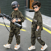 男童迷彩套装春季儿童街舞春装特种兵警服运动衣服男孩酷帅两件套