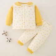 婴儿棉衣套装秋冬扣子衣服，0-1岁2男女宝宝冬装，幼儿棉袄保暖两件套
