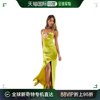 香港直邮潮奢asos女士，设计吊带撞色花饰嫩黄绿色长款连衣裙