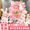 兔子宝宝百日宴布置装饰场景满月百岁30天女孩婴儿气球kt板背景墙
