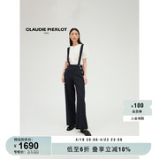 CLAUDIE PIERLOT Outlet女装深蓝色饰扣阔腿背带裤长裤CFPPA00435