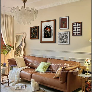 美式轻奢客厅装饰画小众艺术高级感组合画复古法式沙发背景墙挂画
