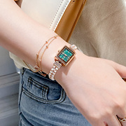 方形超仙vintage珍珠手表女款高级感手链式2022年表礼物女生