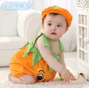 夏季柿子装哈衣婴儿造型衣连体服男女宝宝0-2童装开档爬行服