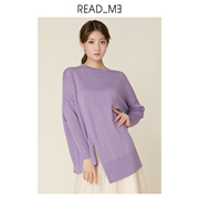 readme读我女士宽松套头紫色针织毛衣打底衫针织衫80262546