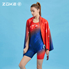 zoke洲克泳衣女专业连体，五分平角运动训练比赛泳装保守遮肚游泳衣