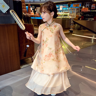女童汉服连衣裙新中式儿童旗袍，公主裙夏装，2024女孩超仙背心裙