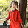 儿童旗袍女童红色中国风礼服宝宝长款中式连衣裙春秋款古风童装