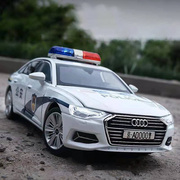 奥迪A8合金车模仿真汽车模型桑塔纳男孩小汽车110警车玩具回力车
