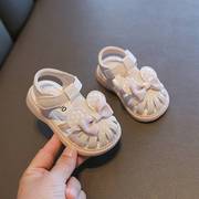 女宝宝夏季凉鞋公主婴幼儿学步鞋软底包头女童鞋子0-1-2-3岁夏天