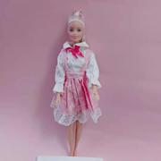 30厘米娃娃小布丽佳穿蝴蝶结T恤 粉色蕾丝背带裙套装 精致换装衣