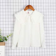女童衬衫白洋气双层领2023韩版中大童雪纺衫打底衫时髦长袖