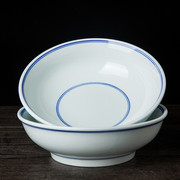 景德镇蓝边双线陶瓷汤碗中式复古汤盆大号水煮肉片汤盆大碗面条碗