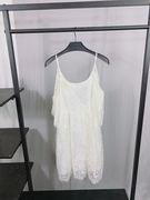 2021夏季 外贸出口女装 休闲时尚纯白蕾丝露肩吊带连衣裙