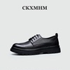 CKXMHM春夏季宽头大码皮鞋男款45黑色真皮英伦商务鞋46低帮日常鞋