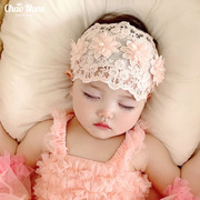 婴儿护囟门发带蕾丝花朵女宝宝发饰韩国头饰新生儿公主头花防受凉