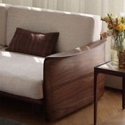 北美黑胡桃木家具实木现代简约三人四人真皮布艺沙发小户型北欧