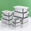 不锈钢保鲜盒密封大容量带盖长方形厨房冰箱食物收纳盒子304饭盒