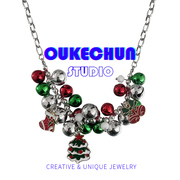 oukechun圣诞树铃铛项链，女小众设计高级感欧美锁骨，链圣诞节配饰品