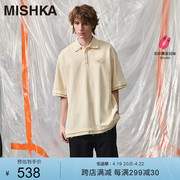 MISHKA2024美式运动宽松休闲潮流字母重磅圆领短袖T恤男
