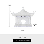 新中式古建筑凉亭摆件模型木雕工艺品禅意样板房书柜软装饰品