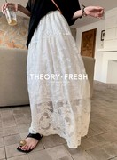 theoryfresh法式设计感小众，蕾丝钩花半身裙，女韩系ins风质感长裙