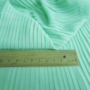 珍珠雪纺风琴百褶压皱服装雪纺马卡龙绿色半身连衣裙面布料 0.5cm