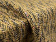 进口姜黄色系线条混色人字纹，羊毛粗花呢面料大衣外套布料diy