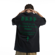 DKSP欧美街头hiphop宽松短袖T恤男字母印花美式上衣夏装大码胖子