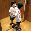 DAMONBABY24男童夏季 儿童纯棉宽松柔软红色袋鼠白色短袖T恤