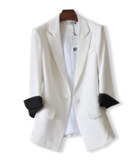 春秋修身西服外套女韩版白色，一粒扣时尚，ol气质显瘦小西装上衣