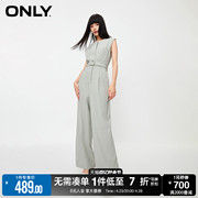 only春季时尚显瘦连体，收腰直筒长裤，休闲裤女123344005