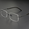 天然牛角 无框眼镜框男款超轻纯钛近视眼睛架配有度数商务气质潮