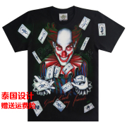 泰国潮牌嘻哈小丑赌神扑克短袖t恤男夏季潮流短袖T恤青少年打底衫