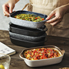 双耳陶瓷烤盘芝士焗饭盘子，家用菜盘创意网，红餐具微波炉烤箱专用碗
