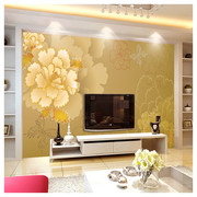 富贵牡丹花墙布现代中式卧室客厅电视背景墙壁布纸影视墙壁纸壁画