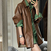 棕色深色系PU皮衣外套女春秋设计感小众夹克高级感小个子百搭上衣