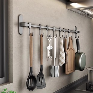 厨房置物架多功能不锈钢，勺子铲子挂钩壁挂用品不锈钢，挂架收纳架子