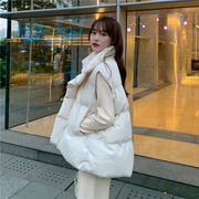 羽绒棉服马甲女2023年韩版小个子，白色洋气外穿背心坎肩面包服外套