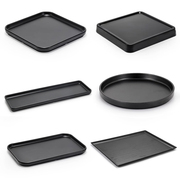 密胺浅盘子平盘商用日式黑色仿瓷塑料托盘烧烤盘子长条寿司盘摆盘