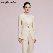 lakoradior拉珂蒂2024时尚，米色单排扣修身羊毛，中长款西装女