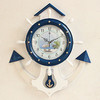 地中海舵手挂钟墙壁简约潮流装饰创意挂件蓝白海洋，风格创意小挂钟