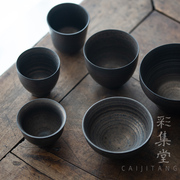 彩集堂复古铁釉鎏金，茶杯品茗杯日式粗陶手工茶具个人单杯主