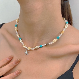 波西米亚海星项链女ins风创意，海螺串珠贝壳，锁骨链欧美个性颈链潮