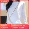 2024春季白色t恤女长袖纯色，圆领大码纯棉修身显瘦加厚加绒打底衫