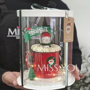 复古搪瓷杯子红色茶缸圣诞节快乐蛋糕装饰插件水晶球老人雪人摆件