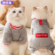 猫咪衣服秋冬季超人字母绒衣，小猫猫宠物布偶猫蓝猫银渐层冬天保暖