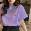 欧货纯棉香芋紫短袖t恤女2023年夏季上衣，宽松显白小衫显瘦潮