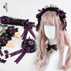 黑紫lolita哥特doll玫瑰，发带发夹头饰，原创蝴蝶结发饰洛丽塔礼帽
