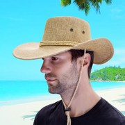 遮阳帽帽子男夏季户外西部牛仔帽防晒帽太阳帽钓鱼帽大檐沙滩草帽